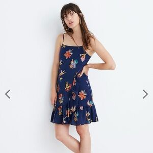 Madewell Silk Ruffle-Wrap Cami Dress in Bird of Paradise